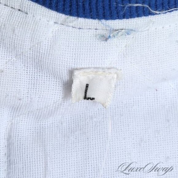 Giants Vintage Satin Jacket Mens Large Blue Snap Button Varsity - Picture 6 of 13